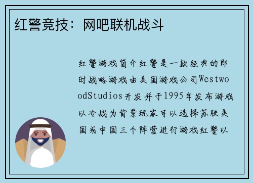 红警竞技：网吧联机战斗